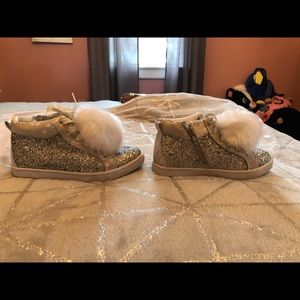 Justice sparkle sneakers with Pom Pom